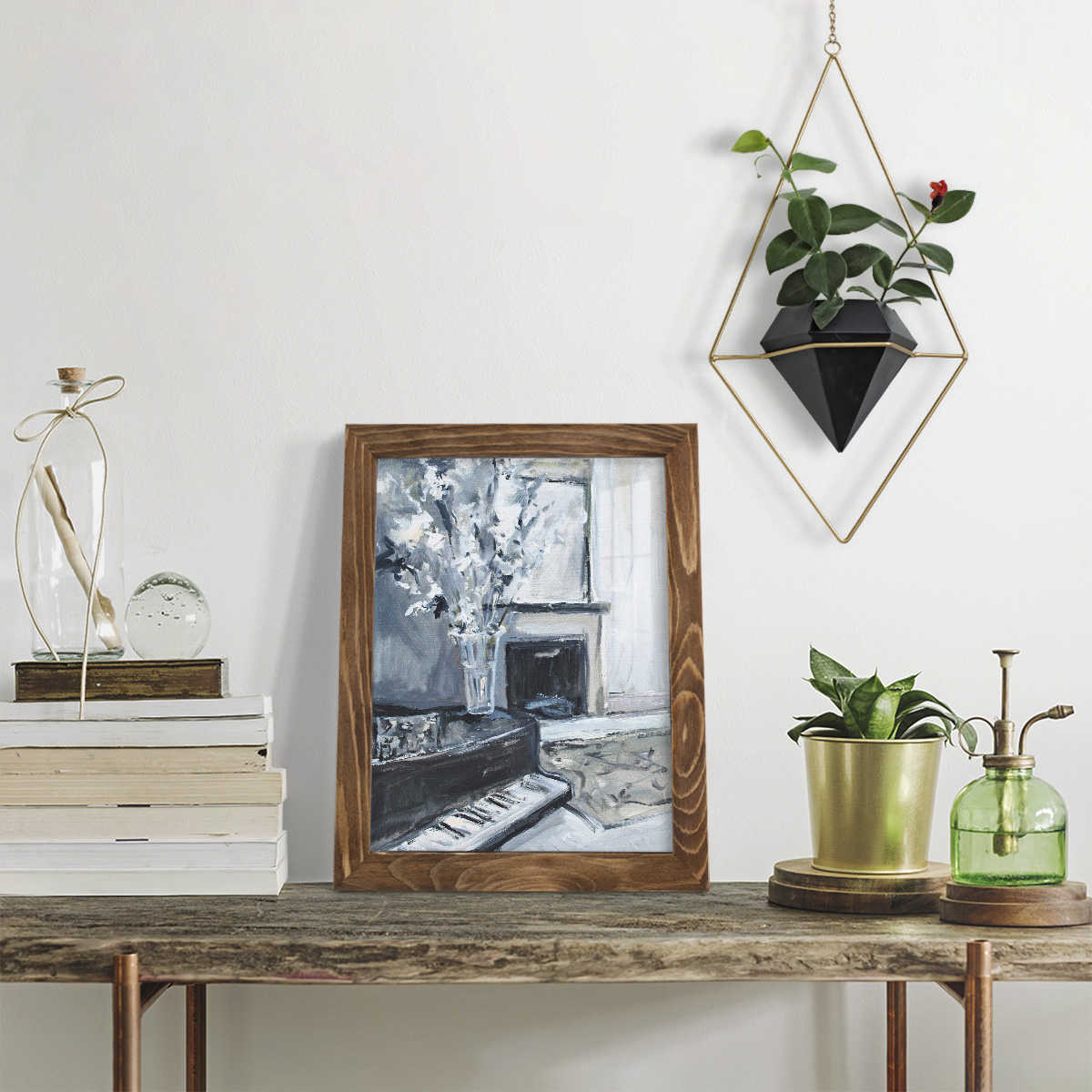 Piano Blues III - Framed Print w/glass - Walnut