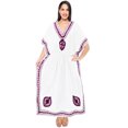 thumbnail image 4 of HAPPY BAY Women's Loungewear Loose Caftan Long Muumuu Nightgown 2X-3X White, Embroidery, 4 of 4