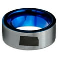 thumbnail image 2 of Tungsten Kansas Sunflower State Band Ring 8mm Men Women Comfort Fit Blue Flat Cut Brushed Gray Polished, 2 of 4