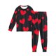thumbnail image 3 of TaTaai Children's Heart Print Lapel Loungewear Set, Soft Top and Lounge Pants, Cozy Valentine Wear Gift, 3 of 7