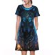 thumbnail image 1 of Easygdp Cool Blue Light Wolf para Vestido Transpirable de Mujer, Vestido Suelto de Manga Corta con Pliegues y Bolsillos para el Verano, 1 of 6