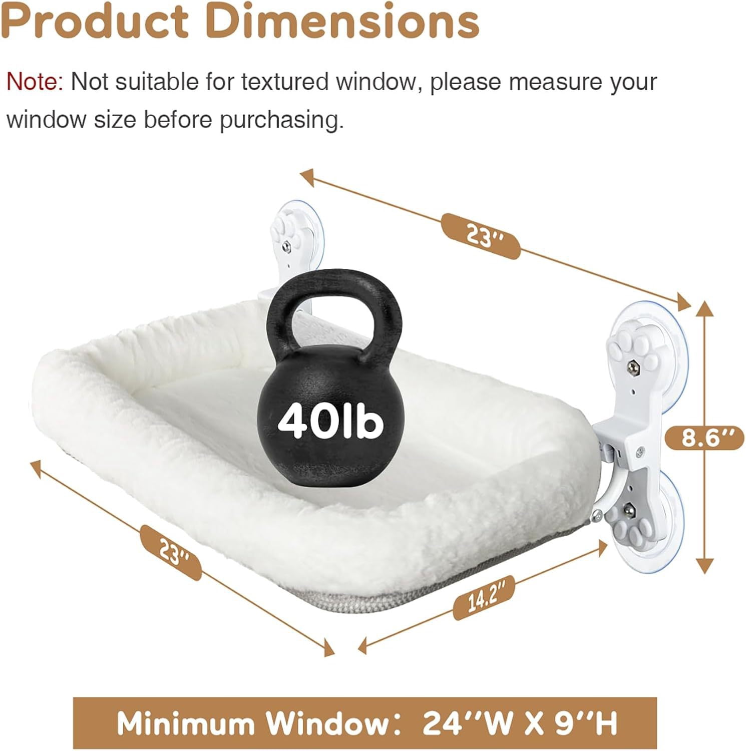 Cat window perch for indoor cats with Warm Spacious Cat Bed for Sunbathing, Napping & Overlooking Cat Hammock All Weather (White)