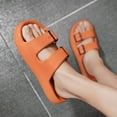 thumbnail image 7 of Double Buckle Sandals Adjustable for Women Men Flat Sandals Pillow Cloud Slippers Comfort Slide Waterproof Slip-on Shower Shoes Seaside Orange 44-45, 7 of 7