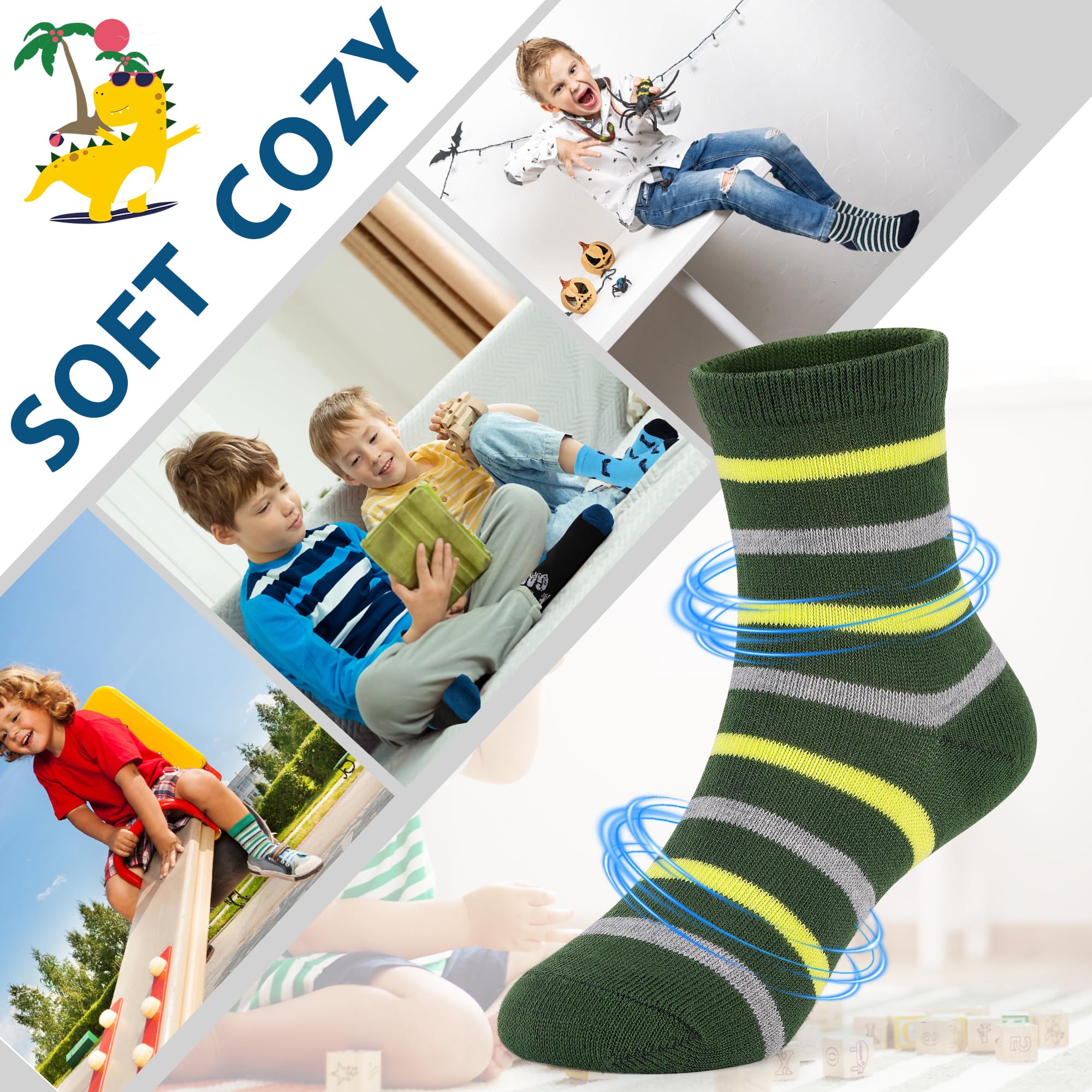 Sptramle 12-Pack Dinosaur Crew Socks for Boys photo 4