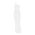 thumbnail image 1 of VISgogo Vestido de mujer sin mangas de color sólido, un hombro Correa de espagueti Sin espalda Ruched Skinny Fit Long Club Party One-Piece VISgogo moda, 1 of 6