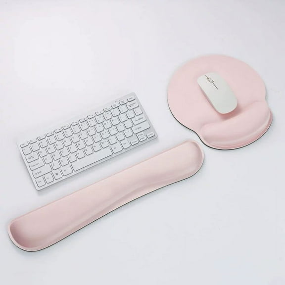 Nvzi Wrist Rest and Mouse Pad with Wrist Support, Memory Foam Wrist Rests for Keyboard and Mouse Set, Ergonomic Wrist Pad with Non Slip Base for Easy Typing and Pain Relief, (Pink)