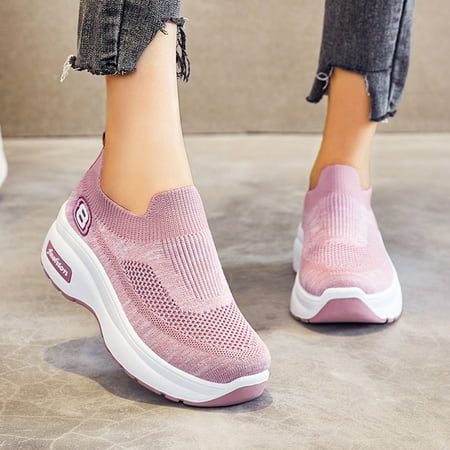 

Ykohkofe Women Wedge Trainer Shoes Leisure Breathable Outdoor Fitness Running Sport Sneakers Casual Shoes