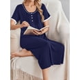 thumbnail image 3 of KISSGAL Plus Size Nightgowns for Women Button Front Henley Neck House Dress Short Sleeve Soft Pajamas Dress Sleepwear, 3 of 8