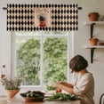 thumbnail image 6 of Vintage Coffee Rod Pocket Curtain Valance, Farmhouse Red White Cups Black Plaid Farmhouse Window Valance for Living Room, Bedroom, Kitchen 54"W x 18"L, 6 of 9