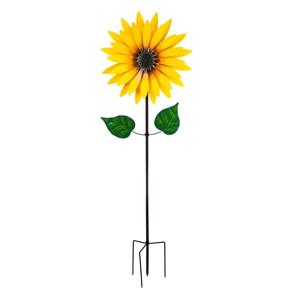 Evergreen 75"H Sunflower Statement Wind Spinner, 10.3'' x 24'' x 75'' inches.
