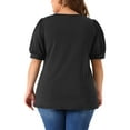 thumbnail image 4 of DARING DIVA Women's Plus Tops Puff Crew Neck Tunic Blouses 1X Black, 4 of 6