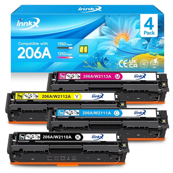 206A 206X Toner Cartridge Compatible for HP 206A 206X for Color Laserjet Pro MFP M283fdw M283cdw M283fdn M282nw Pro M255dw M255nw M283 M255 Printer W2110A W2110X