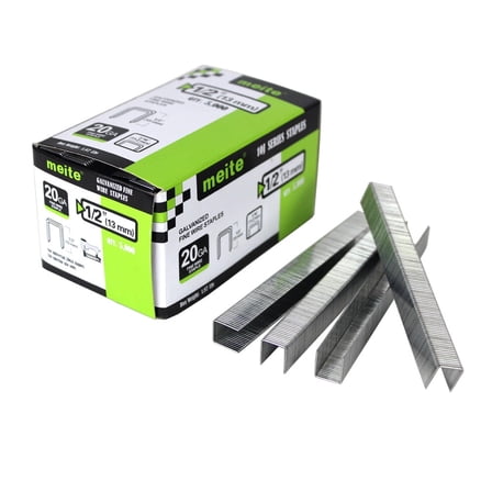 MEITE 20GA J10 Series Galvanized Staples,7/16" Crown 1/2" Length for Upholstery 5,000 Pcs/Box(2 Boxes)