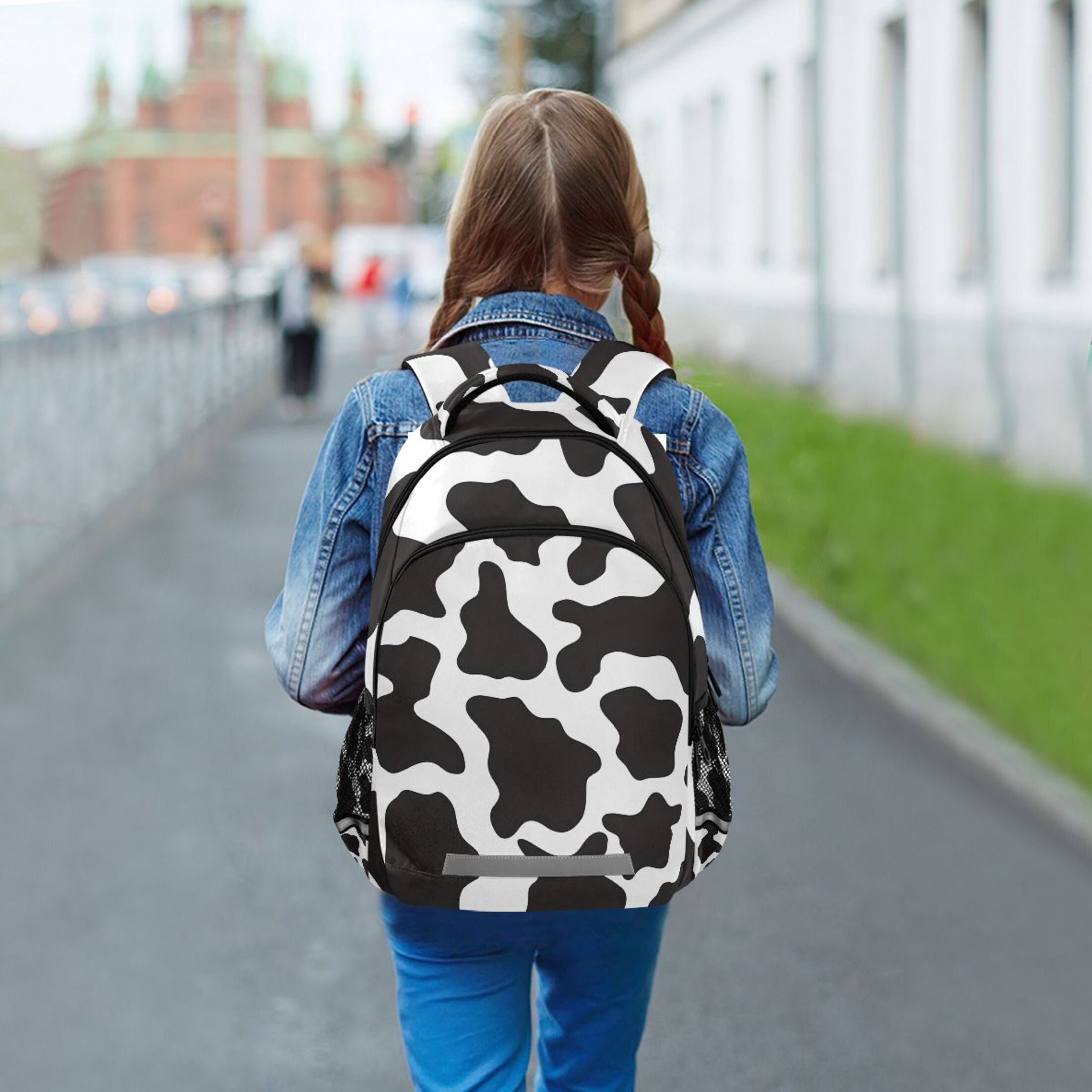ALAZA Cow Print Backpack Elementary School Bag Bookbag Travel Rucksack