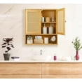 thumbnail image 3 of Bamboo Cabinet Wall Mount, Rattan Medicine Cabinet with Shelves and Doors, Wall Cabinet Above Toilet, Storage Organizer for Laundry Room, Kitchen, Living Room, 3 of 15