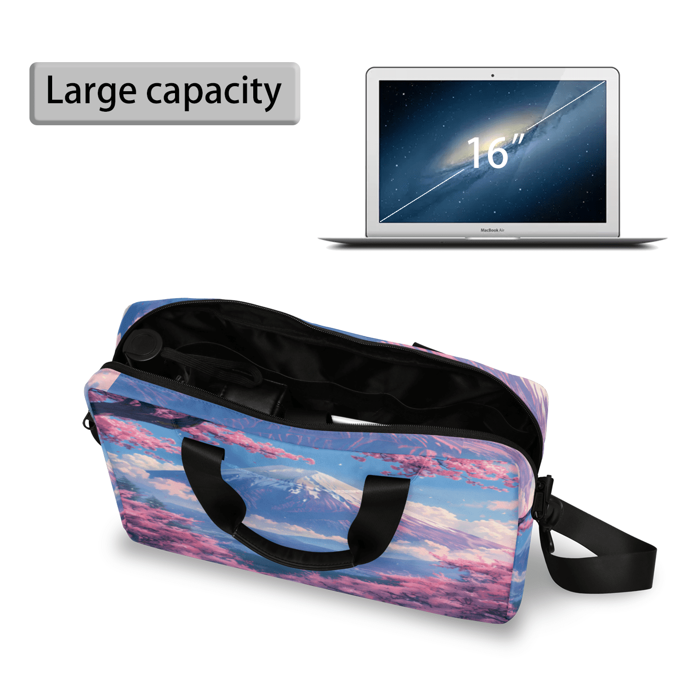 Herdesigns Asian Japanese Laptop Bag for Women Men, Computer Case Briefcase Messenger Bags, 15-15.6 inch Laptop Sleeve Shoulder Bag