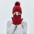 thumbnail image 7 of Women's Winter Knit Ski Hat with and Gloves Set Soft Thick Warm Baseball Cap for Cold Weather, 7 of 7