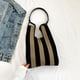 thumbnail image 4 of Bolsos de mano para mujer Bolsos de compras tejidos de punto con rayas en contraste (marrón), 4 of 6