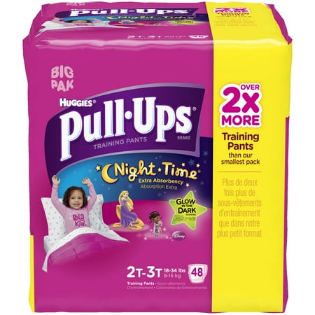 HUGGIES Pull-Ups Girls' Training Pants Night Time Extra Absorbency, Big Pak, (Choose Your Size)