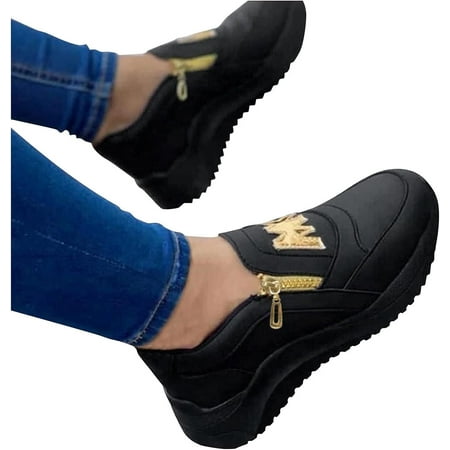 Women s Leather Slip On Fashion Sneakers Casual Comfort Walking Shoes Tennis Running Shoes Dress Shoes Non Slip Work Shoes for Women Platform Sneakers Zipper Side Wedges Sneakers