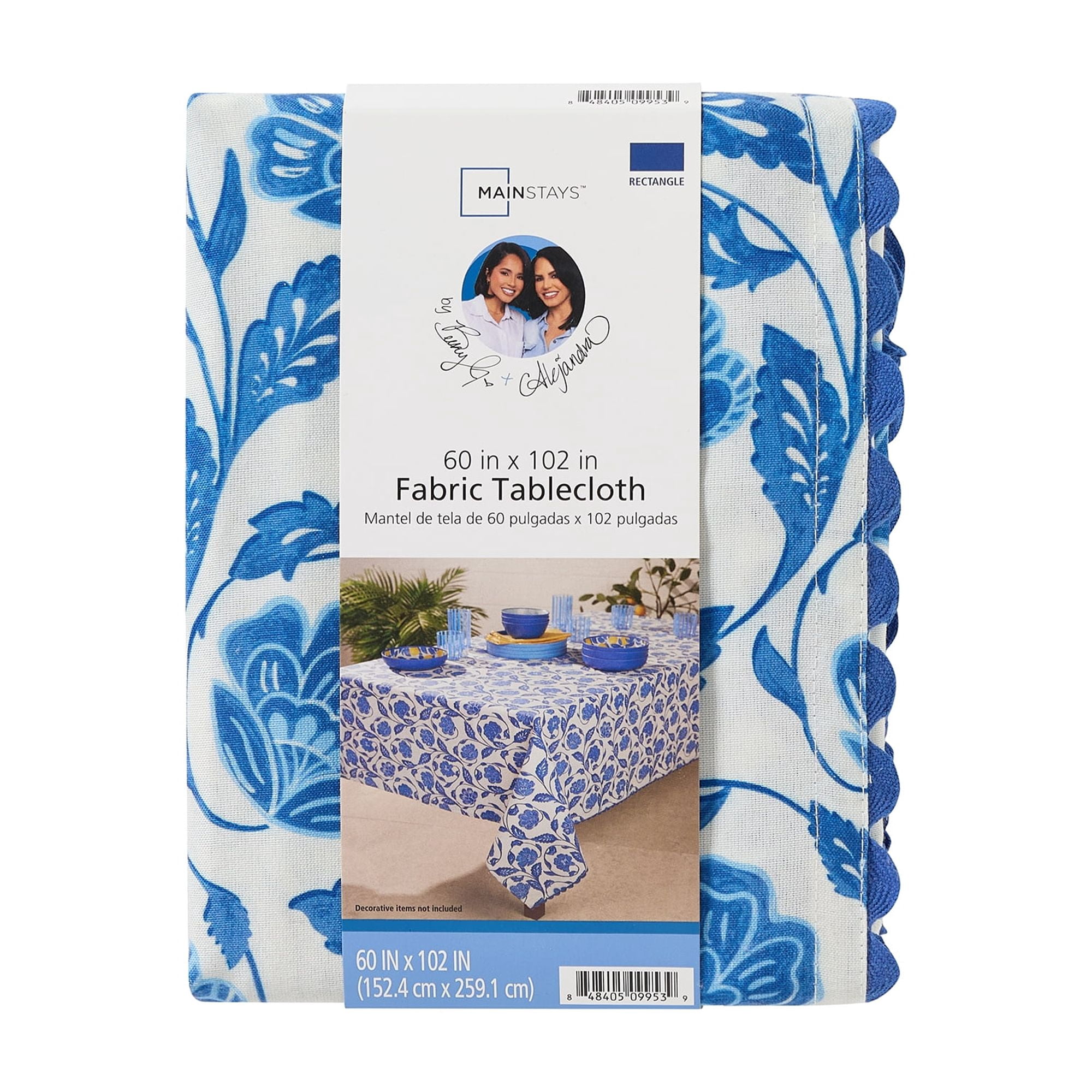 Mainstays by Becky G. & Alejandra Fabric Tablecloth, Blue Floral, 60" x 102"