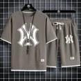 thumbnail image 3 of Conjunto de ropa deportiva de gimnasia para hombre de punto rápido, camiseta y pantalones cortos casuales de alta calidad, moda de verano, conjunto de 2 piezas, 2024, 3 of 5