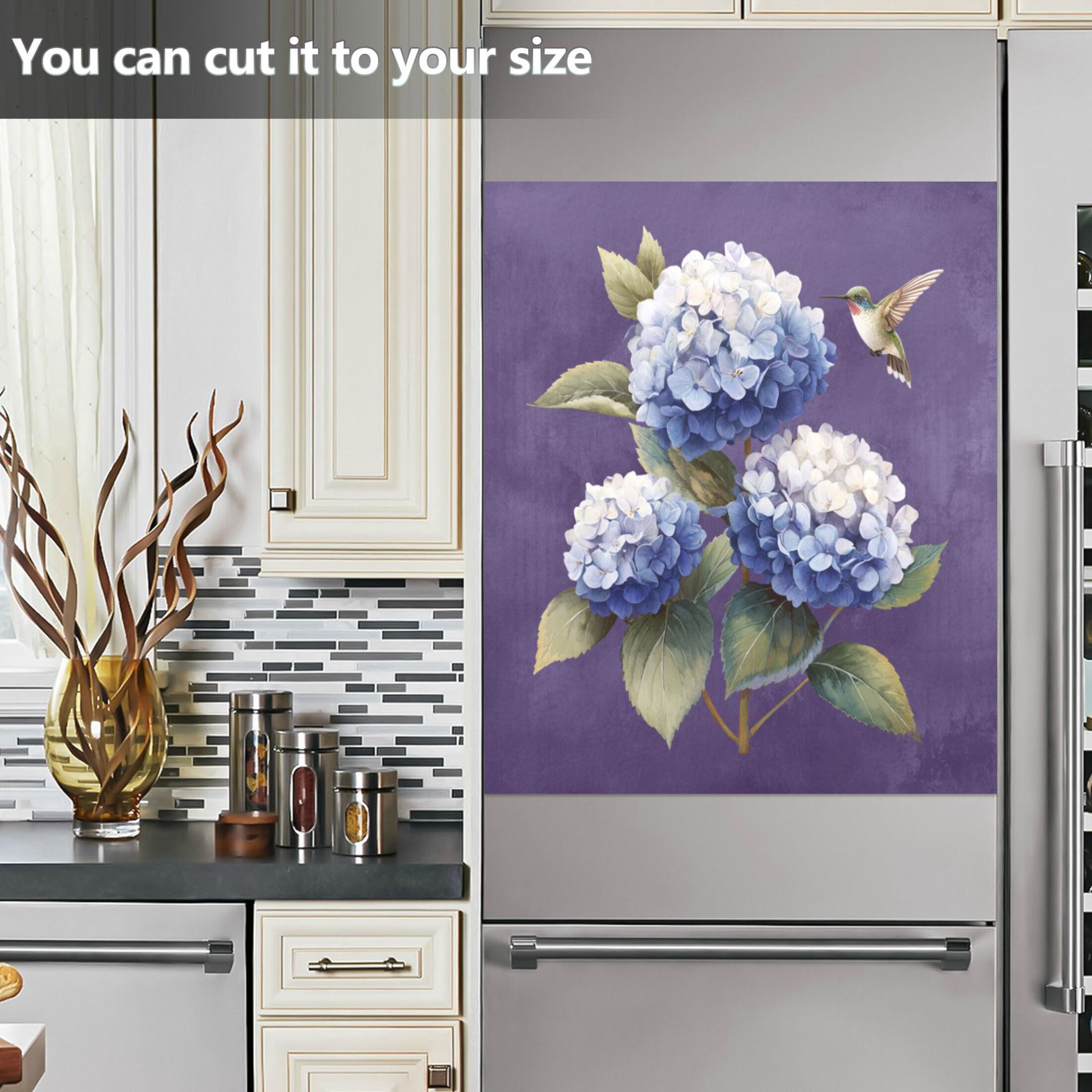 Dishwasher Magnetic Refrigerator Magnet Cover Sticker Home Decorative 23"x26" Blue and White Hydrangeas