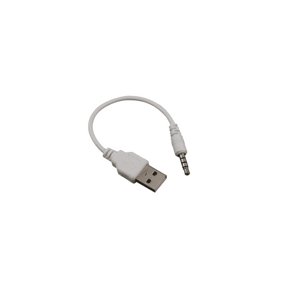 DC 3.5MM to USB Power Charger Sync Data Transfer Cable Cord for iphone iPod Shuffle 2th Generation (White)