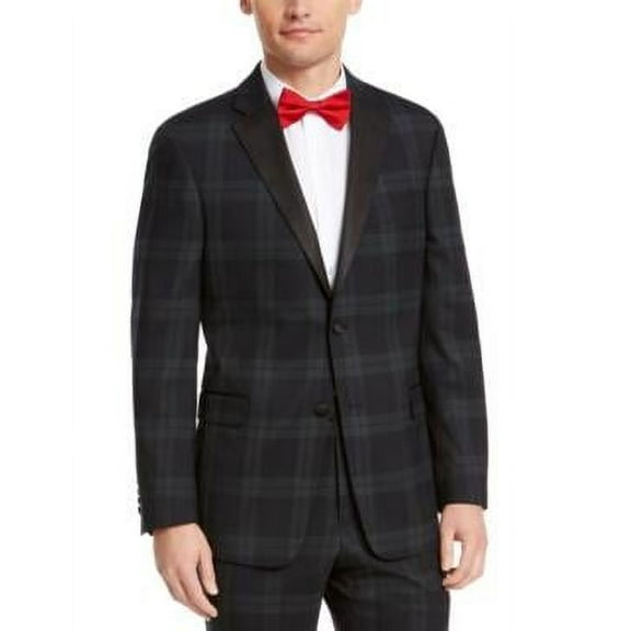 $450 Tommy Hilfiger Modern-Fit THFlex Stretch Plaid Suit Jacket Green 36 R/M37.5