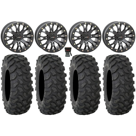 System 3 SB-4 Black (6 1) 15" Wheels 32" XTR370 Tires Can-Am Maverick X3 / Honda Pioneer 1000 / Talon