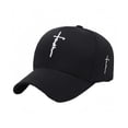 thumbnail image 2 of Christian Baseball Cap Embroidered Faith Cross Hat Adjustable Structured Front Panel Thick Raised Stitching Black One Size, 2 of 3