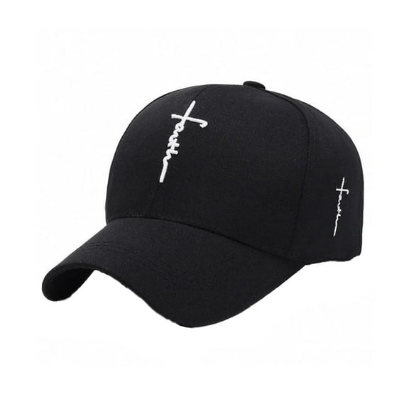 WTOBBY Embroidered Cross Baseball Cap, Adjustable Cotton Casual Hat for Men, Women and Youth, American Retro Streetwear Accessory, Dad Hat Style,Black
