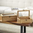 thumbnail image 2 of DecMode Handmade Woven Rattan Brown Rattan Decorative Box with Glass Tops and Bronze Latches, 2 Count, 2 of 10