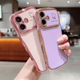 thumbnail image 5 of For iPhone 16 Phone Case,Wavy Frame Designing,Love Heart Pattern,Luxury Plating Shockproof Anti-fall Soft TPU Ultra Slim Thin Fit Cute Electroplated Phone Case Cover,Purple, 5 of 8