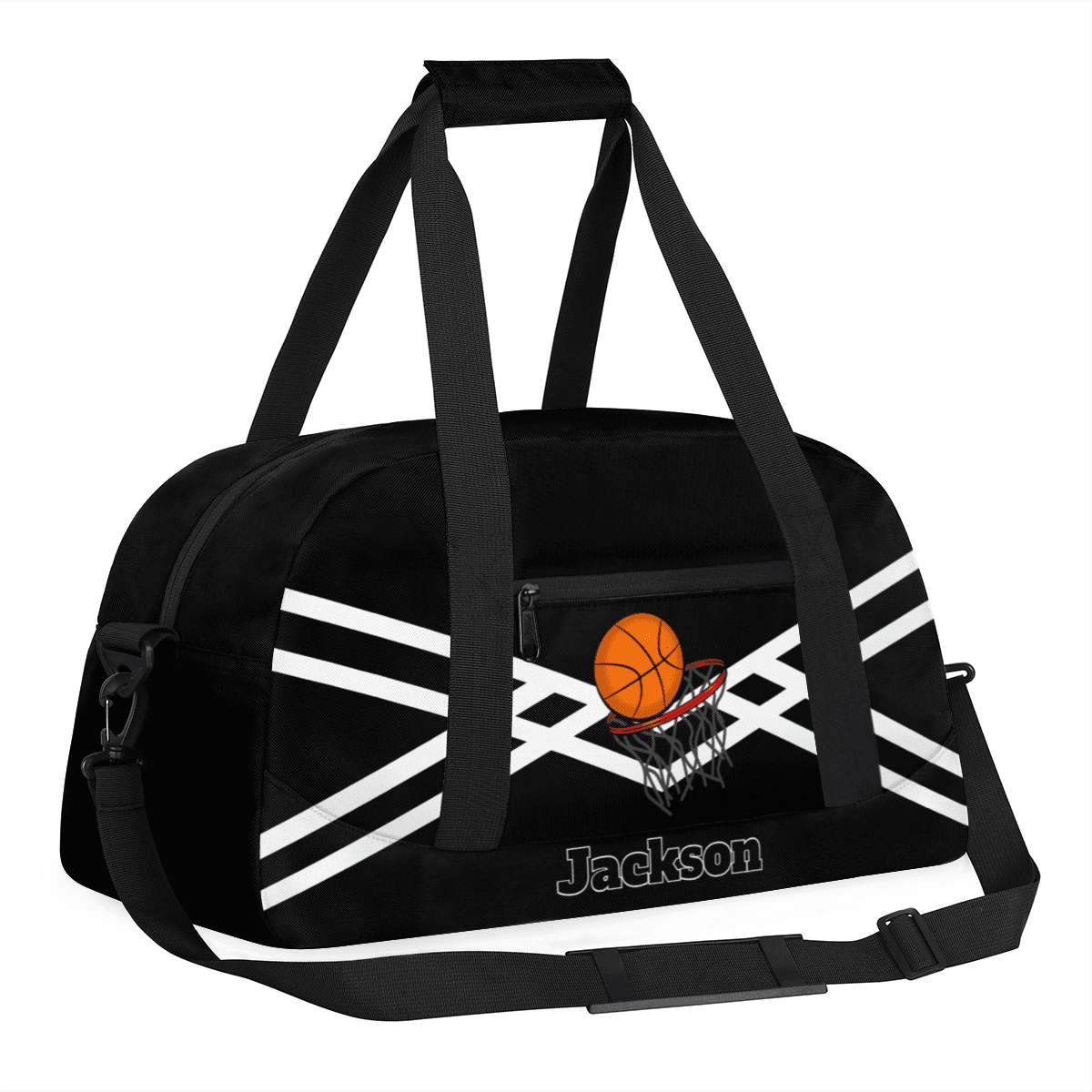 Herdesigns Personalized Basketball Duffel Bag Sport Bag Custom Gym Bag with Name, Dance Bags Weekender Bags Overnight Bags Travel Bag, Black