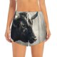 thumbnail image 2 of Balery Mystical Bull in Fog Pantalones cortos deportivos para mujer con forro y dos bolsillos, elásticos, para entrenamiento, gimnasio, yoga-Large, 2 of 7