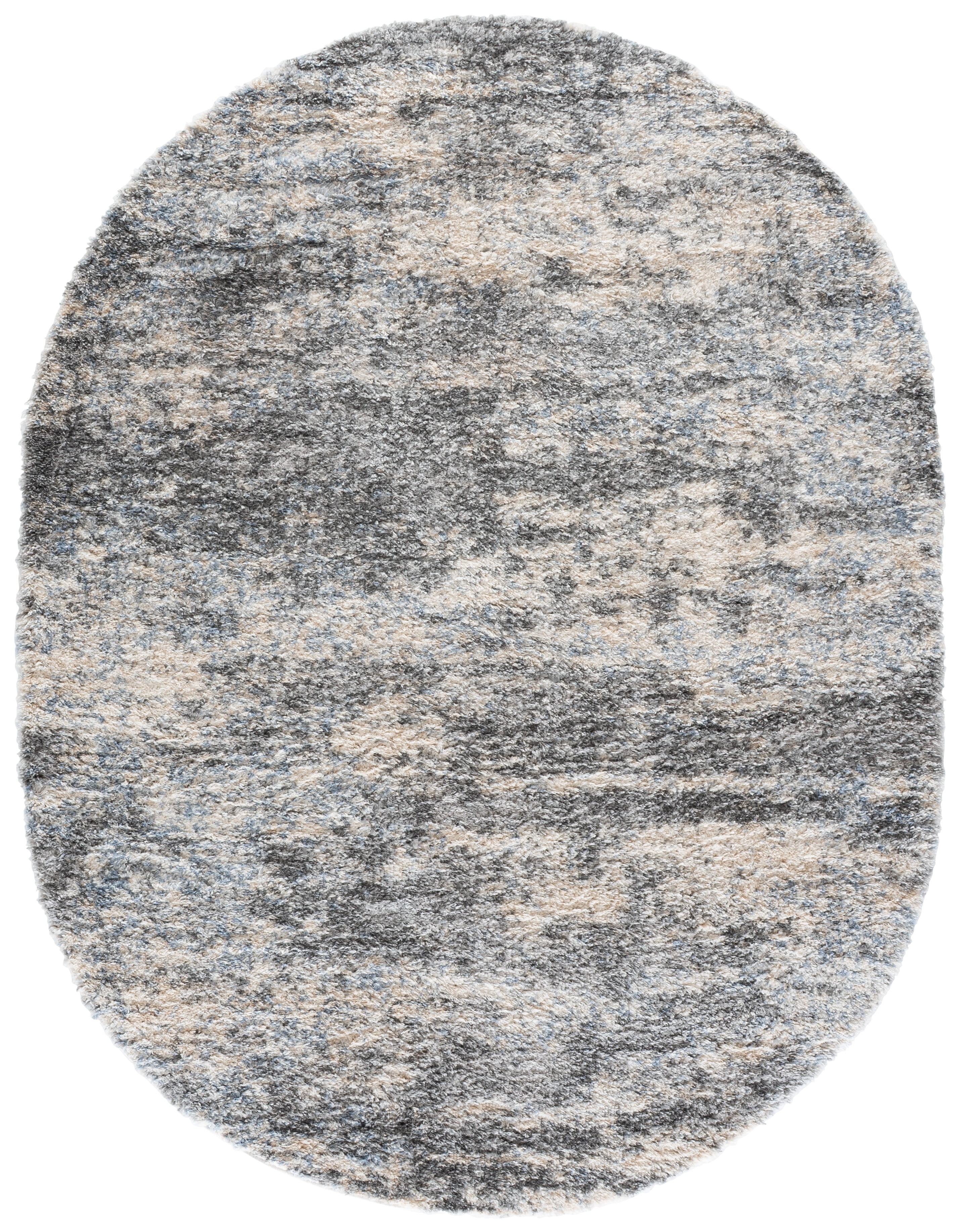 Safavieh Berber Damian Abstract Shag Area Rug, Gray Blue/Cream, 6' x 8' Oval