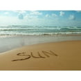 thumbnail image 2 of Frank, Assaf 24x19 White Modern Wood Framed Museum Art Print Titled - Word Sun written in sand on the beach, 2 of 4