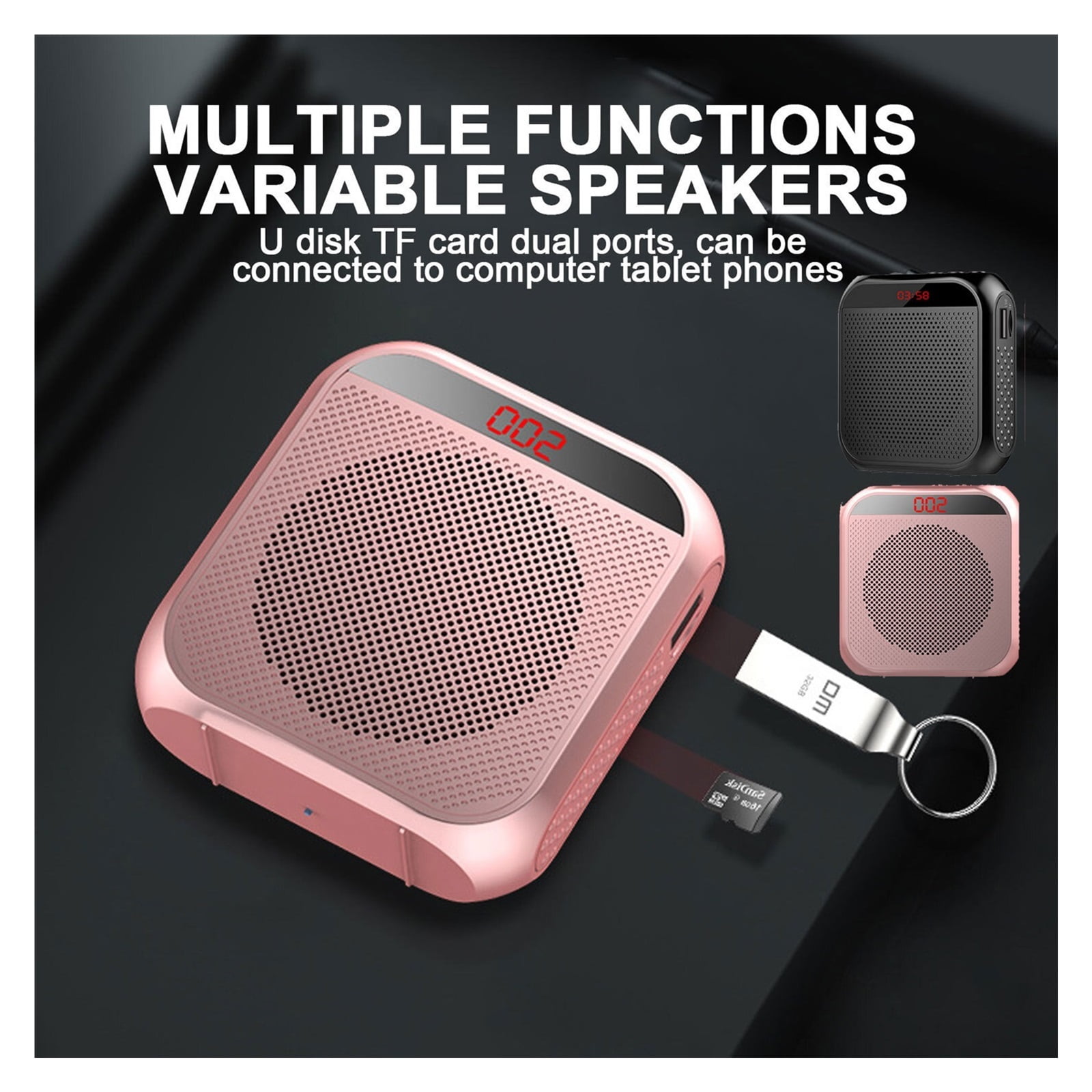 Voice Amplifier 5W 2400mAh Multifunctional Personal Voice Speakers With Microphone Display For Teachers Speech ,Wide Coverage Area