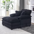 thumbnail image 2 of Aukfa 56" Corduroy Chaise Lounge, 2 Pillows, Black, 2 of 7