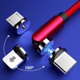 thumbnail image 3 of Magnetic Charging Cable, 540° Rotating Magnetic Phone Charger [4-Pack, 3ft/3ft/6ft/6ft] 3 in 1 Magnetic Charger Cable Nylon Braided Magnetic USB Cable for iProduct/Micro USB/Type C Device-Red, 3 of 8