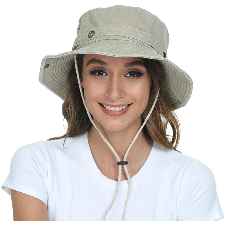 Womens Denim Bucket hat,Packable wide brim Sun Hats for 