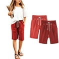 thumbnail image 4 of 2PC Girls Casual Bermuda Shorts Kids Knee Length High Waisted Summer Shorts Comfy Drawstring Short Pants with Pockets, 4 of 4