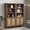 Reclaimed Caramel Oak, variant on Surmoby 70.9" H Rattan Bookcase with Storage Cabinet – 3 Height-Adjustable Shelves – Farmhouse Coastal Boho Classic Style – Large Display Shelf for Living Room Home Office