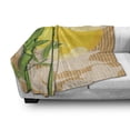 thumbnail image 3 of East Soft Flannel Fleece Throw Blanket, Bamboo Tree Branches Full Moon and Abstract Curvy Clouds Stars Eastern, Cozy Plush for Indoor and Outdoor Use, 70" x 90", Yellow Green Pale Brown, by Ambesonne, 3 of 6
