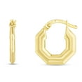 thumbnail image 2 of JewelStop 14K Yellow Gold Puffed Hexagon Hoop Earrings with Polished Finish and Hinged Clasp for Women - 1.23gr, 2 of 5