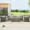 thumbnail image 7 of Royalcraft OUTDOOR 7 Pieces Patio Furniture Sets All Weather Outdoor Sectional Sofa Manual Weaving Wicker Rattan Patio Conversation Set with Storage Box and Glass Table (Grey/Grey), 7 of 7