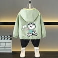 thumbnail image 2 of SERTG Children Casual Light Jacket Spring Fall Long Sleeves Hooded Solid Color Zipper Tops with Cute Printing for Kids 3-16 Years (Green,2 Years), 2 of 5
