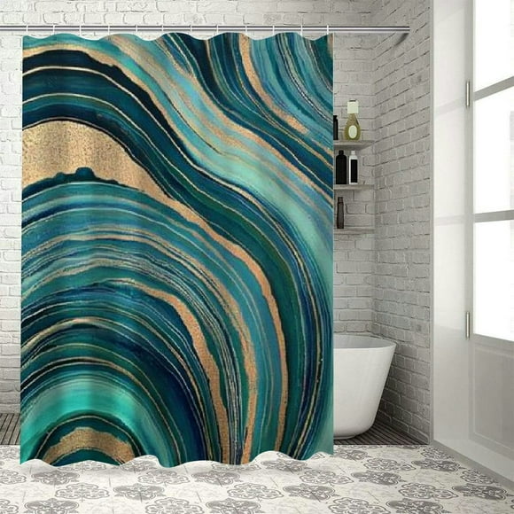 SHERONV Marble Swirl Pattern Bathroom Dcor Set with Hooks, 100% Polyester Fabric Washable Shower Curtain for Bathroom 36"x72