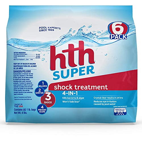 HTH Pool Shock Super Shock Treatment 4in1 6 Count (52016)